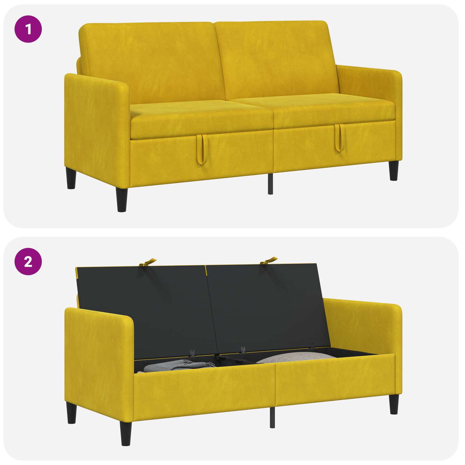 vidaXL Sofa z miejscem do przechowywania żółty 172 x 78 x 87 cm