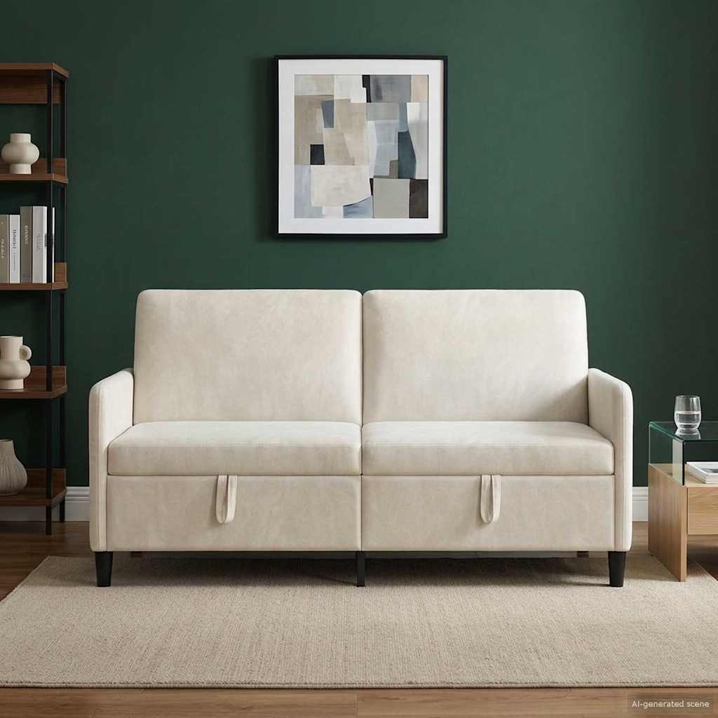 vidaXL Sofa z miejscem do przechowywania kremowy 172 x 78 x 87 cm