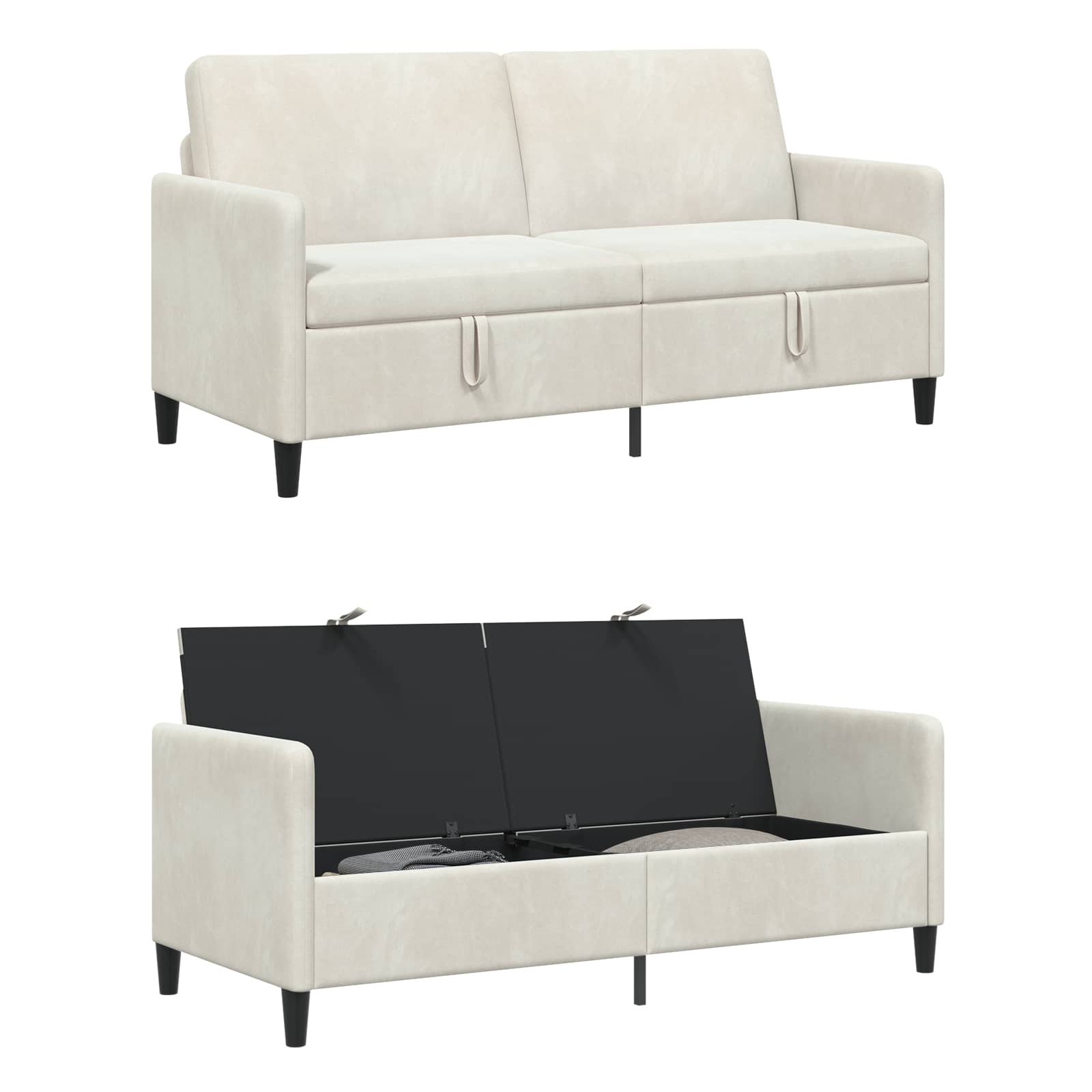 vidaXL Sofa z miejscem do przechowywania kremowy 172 x 78 x 87 cm