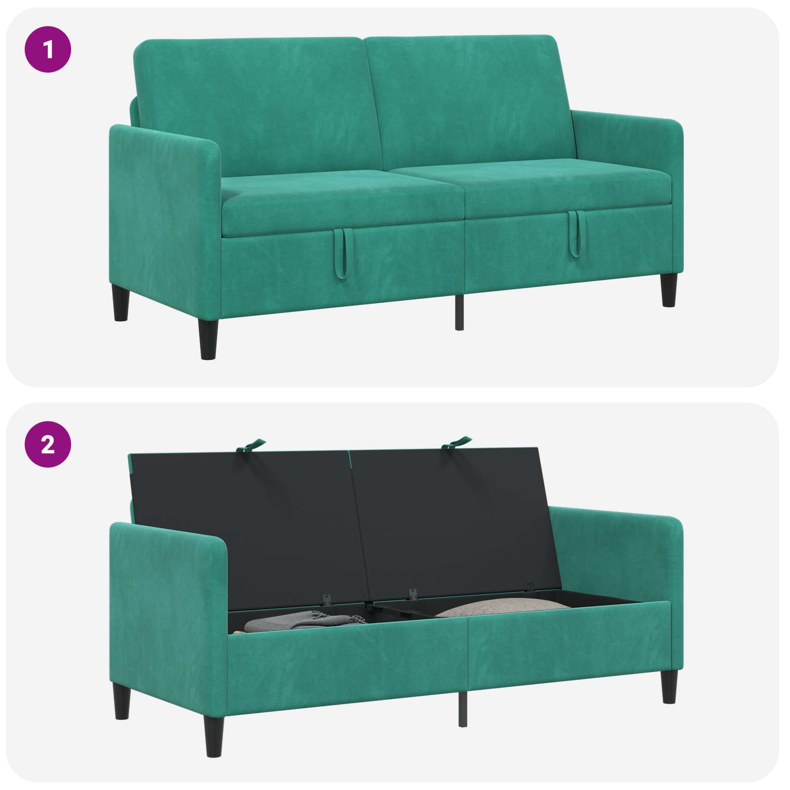 vidaXL Sofa z miejscem do przechowywania Turkusowy 172 x 78 x 87 cm