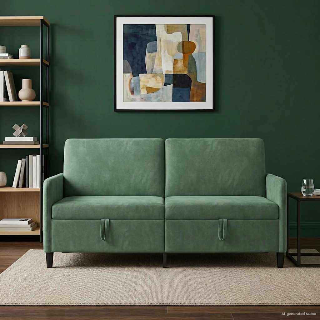 vidaXL Sofa z miejscem do przechowywania Zielony morski Poliester