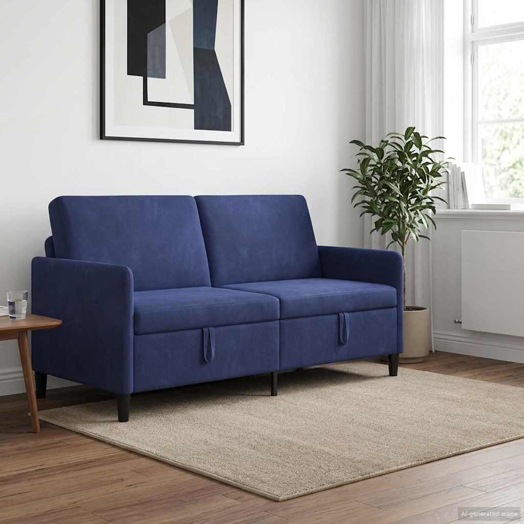 vidaXL Sofa z miejscem do przechowywania Niebieski policyjny Poliester