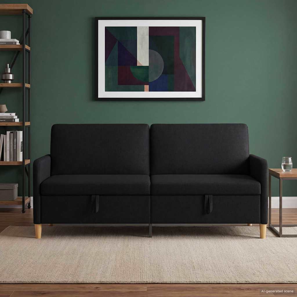 vidaXL Sofa z miejscem do przechowywania Czarny 192 x 78 x 87 cm