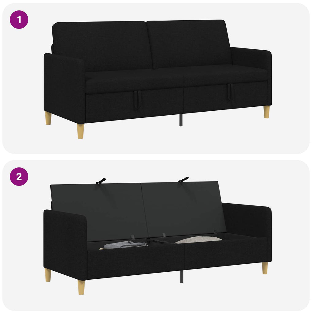 vidaXL Sofa z miejscem do przechowywania Czarny 192 x 78 x 87 cm