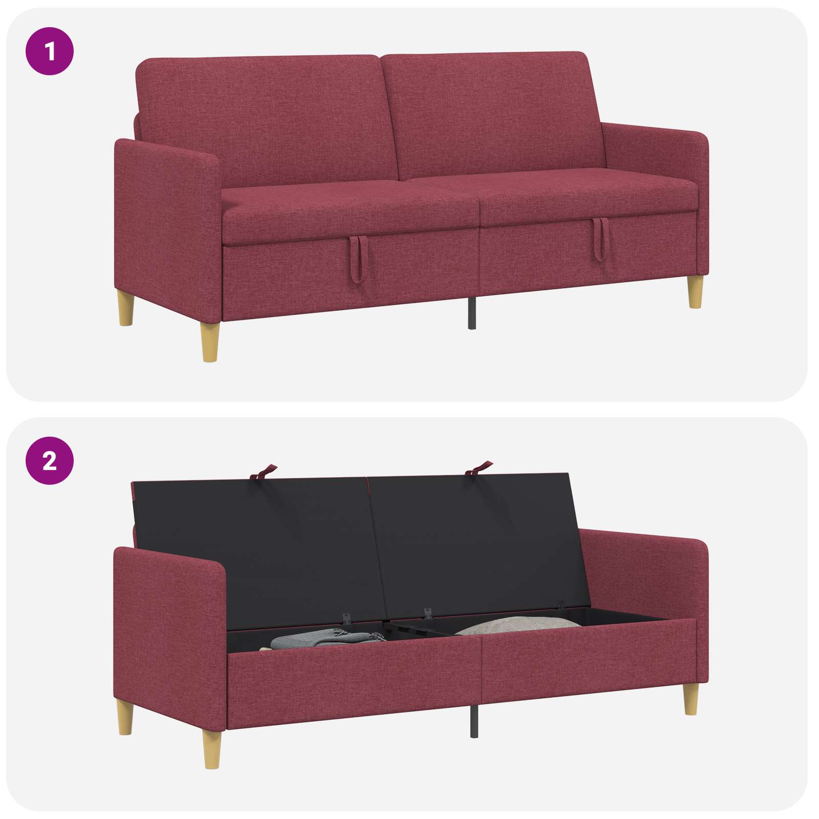 vidaXL Sofa z miejscem do przechowywania Czerwone wino
