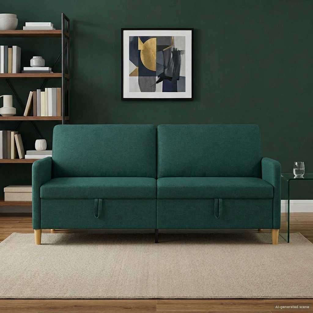 vidaXL Sofa z miejscem do przechowywania Ciemnozielony