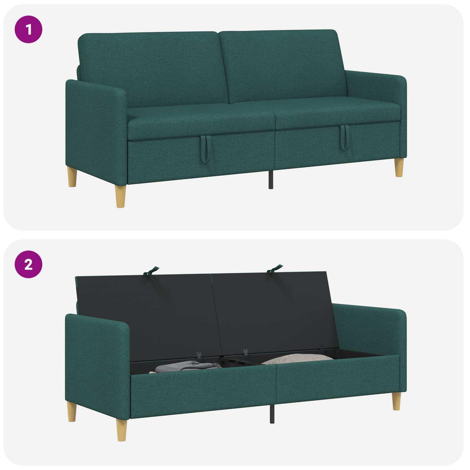 vidaXL Sofa z miejscem do przechowywania Ciemnozielony