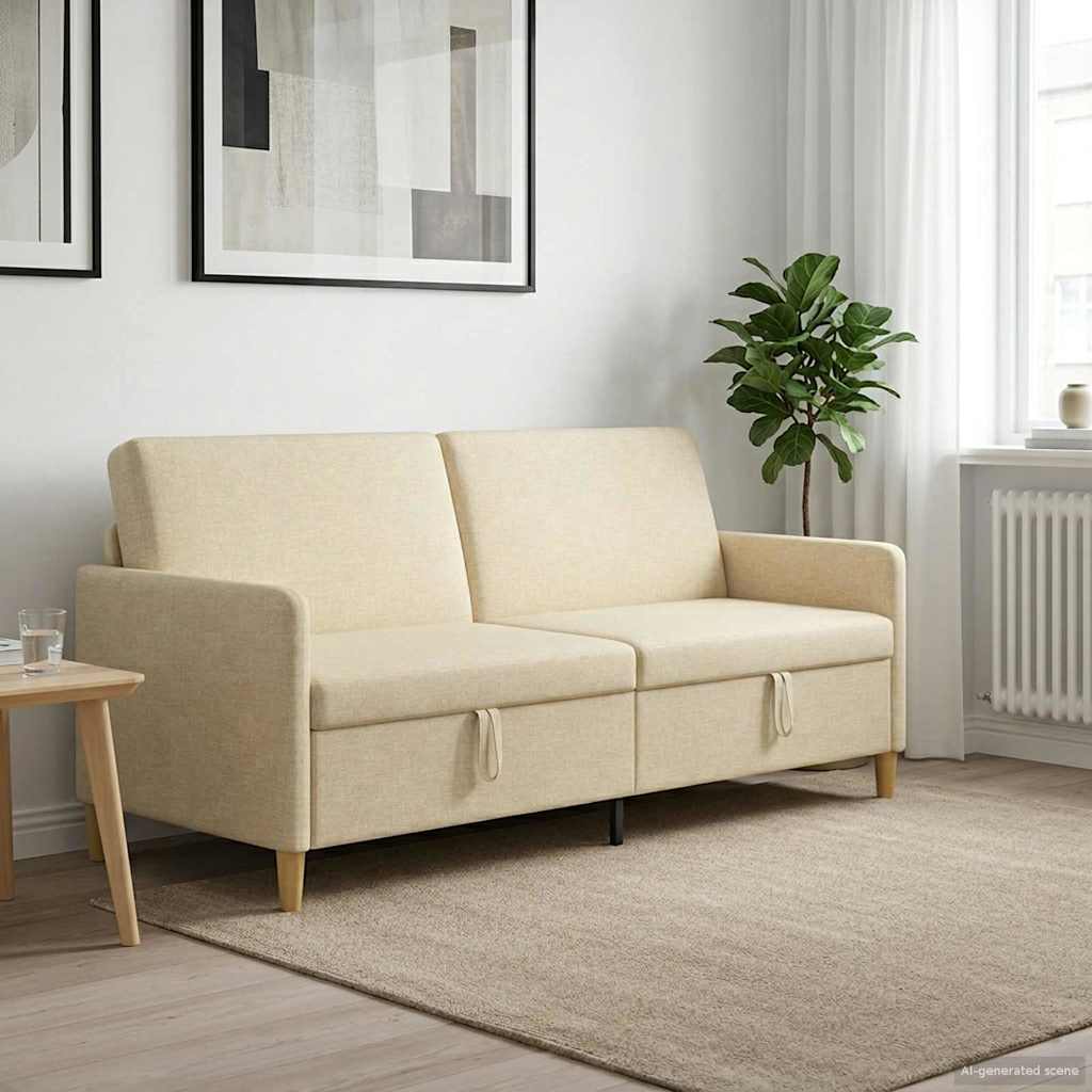 vidaXL Sofa z miejscem do przechowywania kremowy 192 x 78 x 87 cm