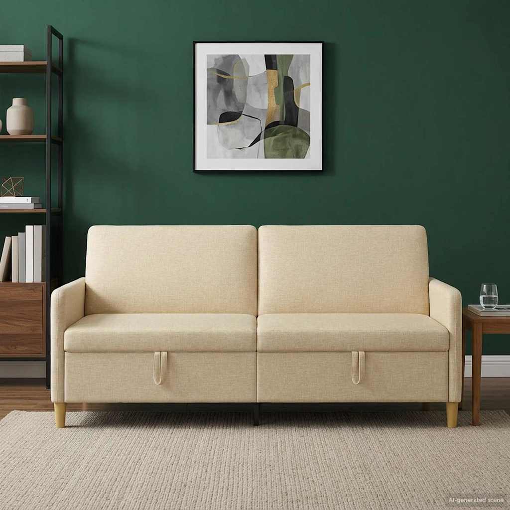 vidaXL Sofa z miejscem do przechowywania kremowy 192 x 78 x 87 cm