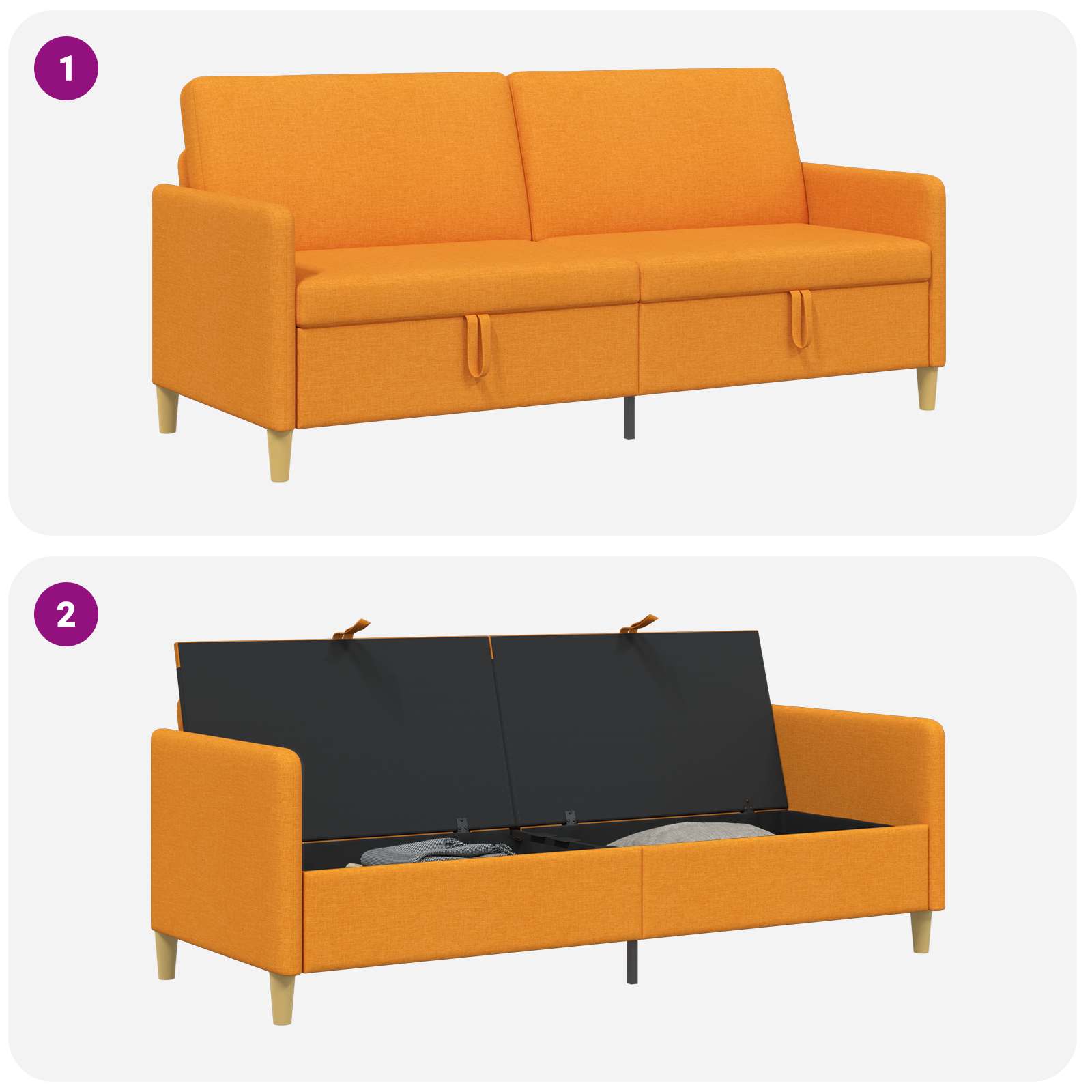 vidaXL Sofa z miejscem do przechowywania Ciemny Żółty 192 x 78 x 87 cm