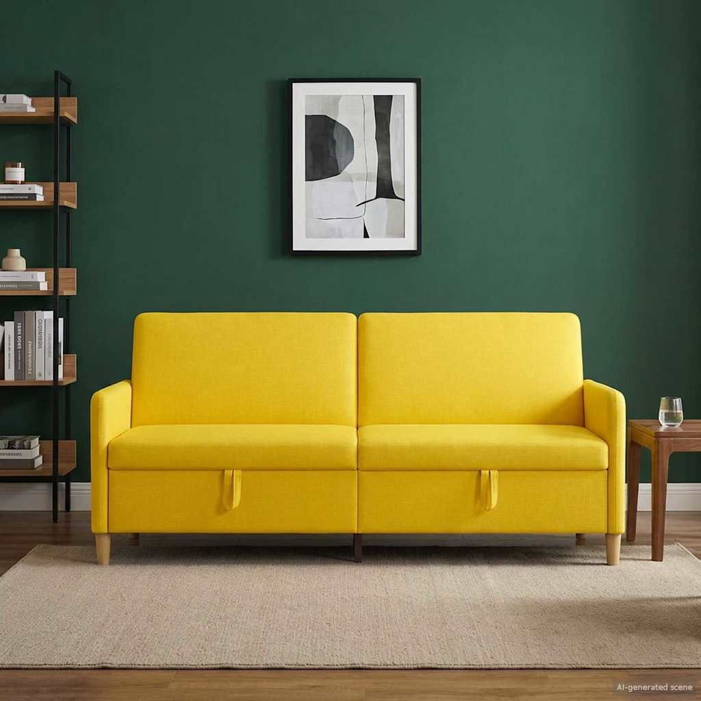 vidaXL Sofa z miejscem do przechowywania Jasnożółty 192 x 78 x 87 cm