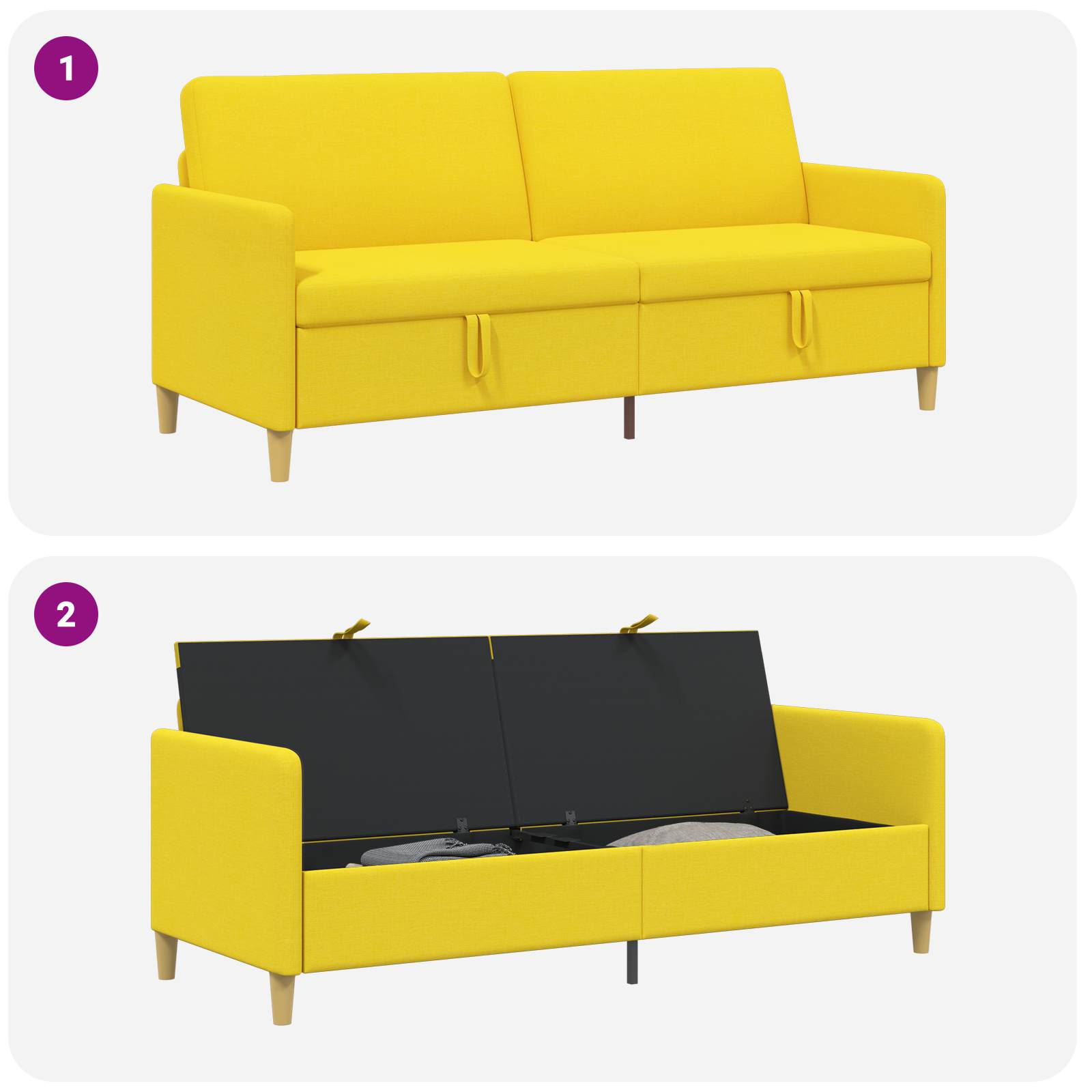 vidaXL Sofa z miejscem do przechowywania Jasnożółty 192 x 78 x 87 cm