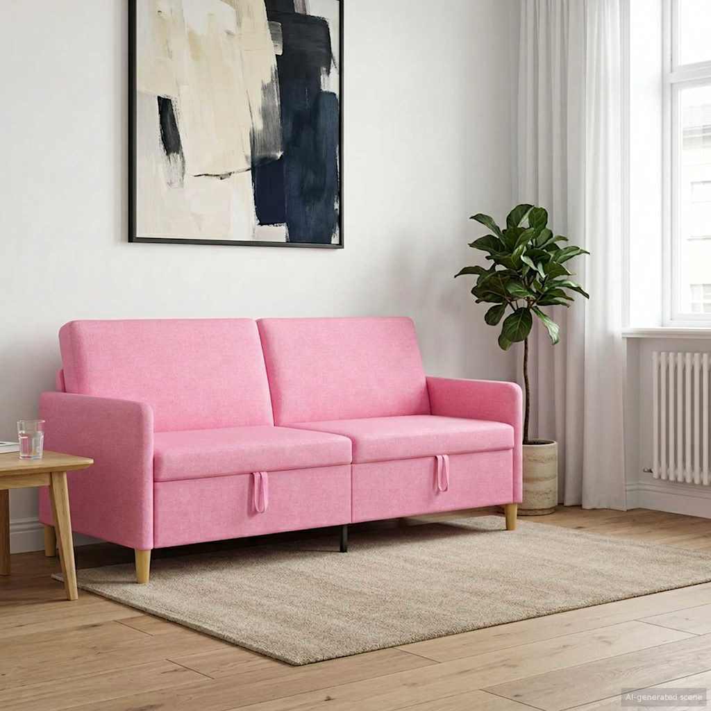 vidaXL Sofa z miejscem do przechowywania różowy 192 x 78 x 87 cm