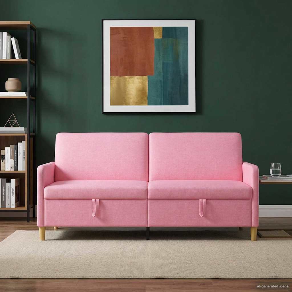 vidaXL Sofa z miejscem do przechowywania różowy 192 x 78 x 87 cm