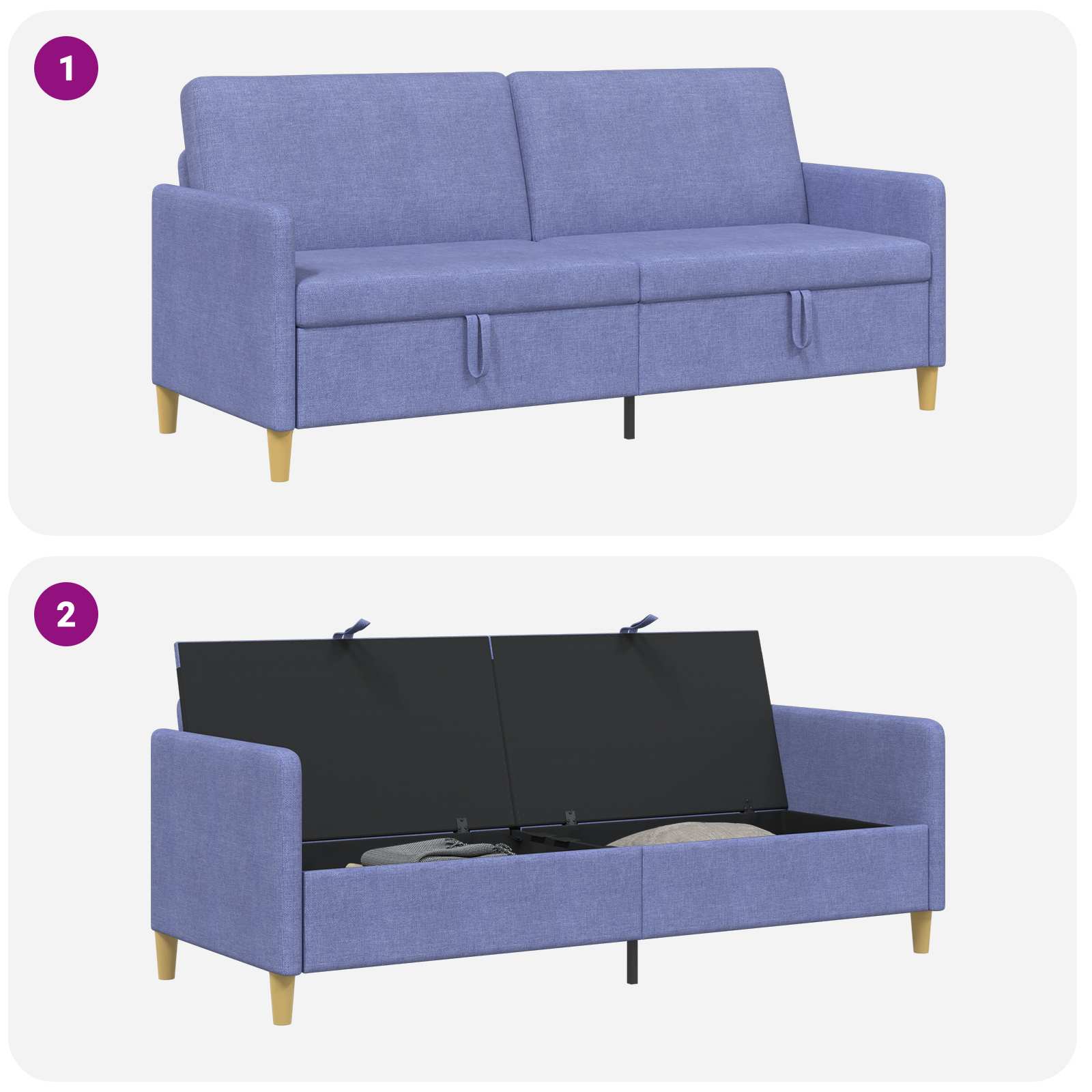 vidaXL Sofa z miejscem do przechowywania Niebieski dżins