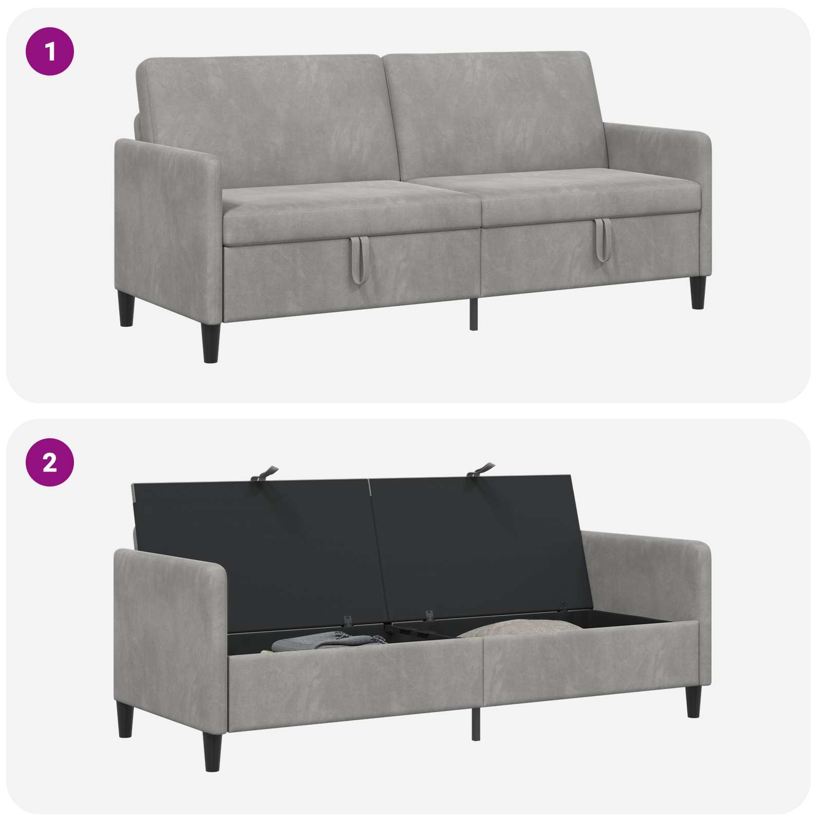 vidaXL Sofa z miejscem do przechowywania jasnoszary 192 x 78 x 87 cm