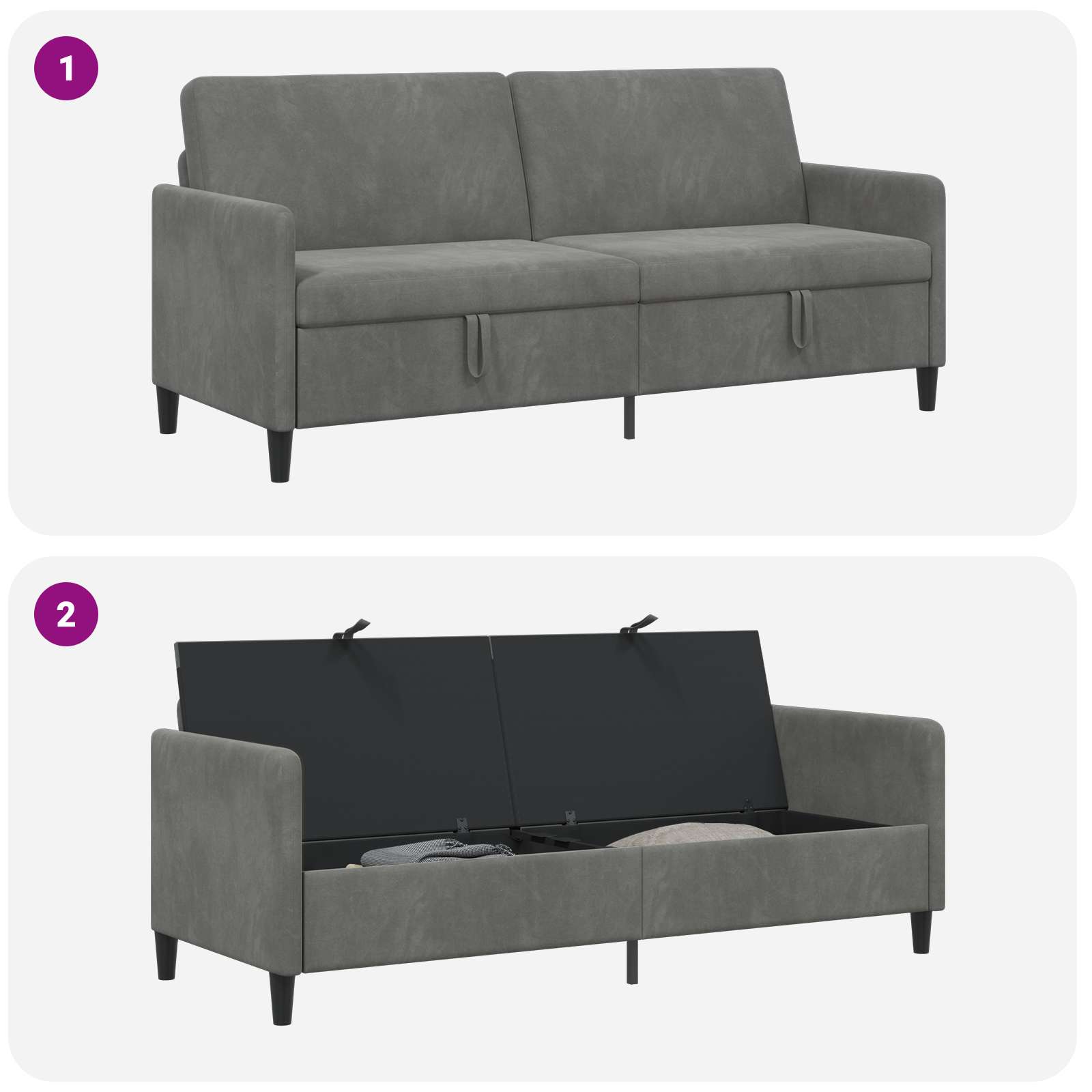 vidaXL Sofa z miejscem do przechowywania ciemnoszary 192 x 78 x 87 cm