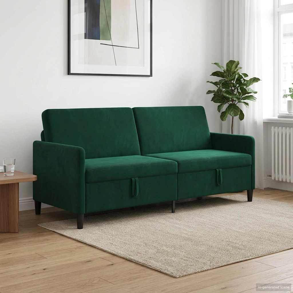 vidaXL Sofa z miejscem do przechowywania Ciemnozielony Poliester