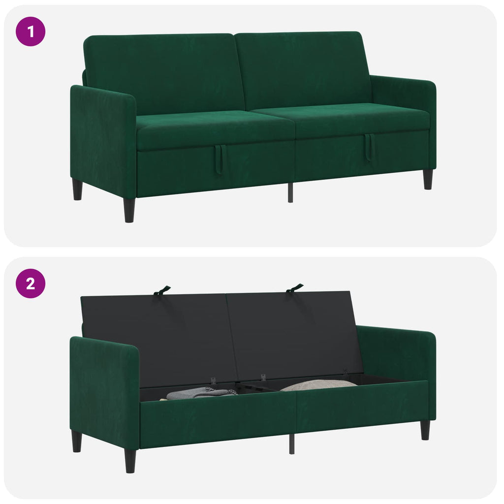 vidaXL Sofa z miejscem do przechowywania Ciemnozielony Poliester