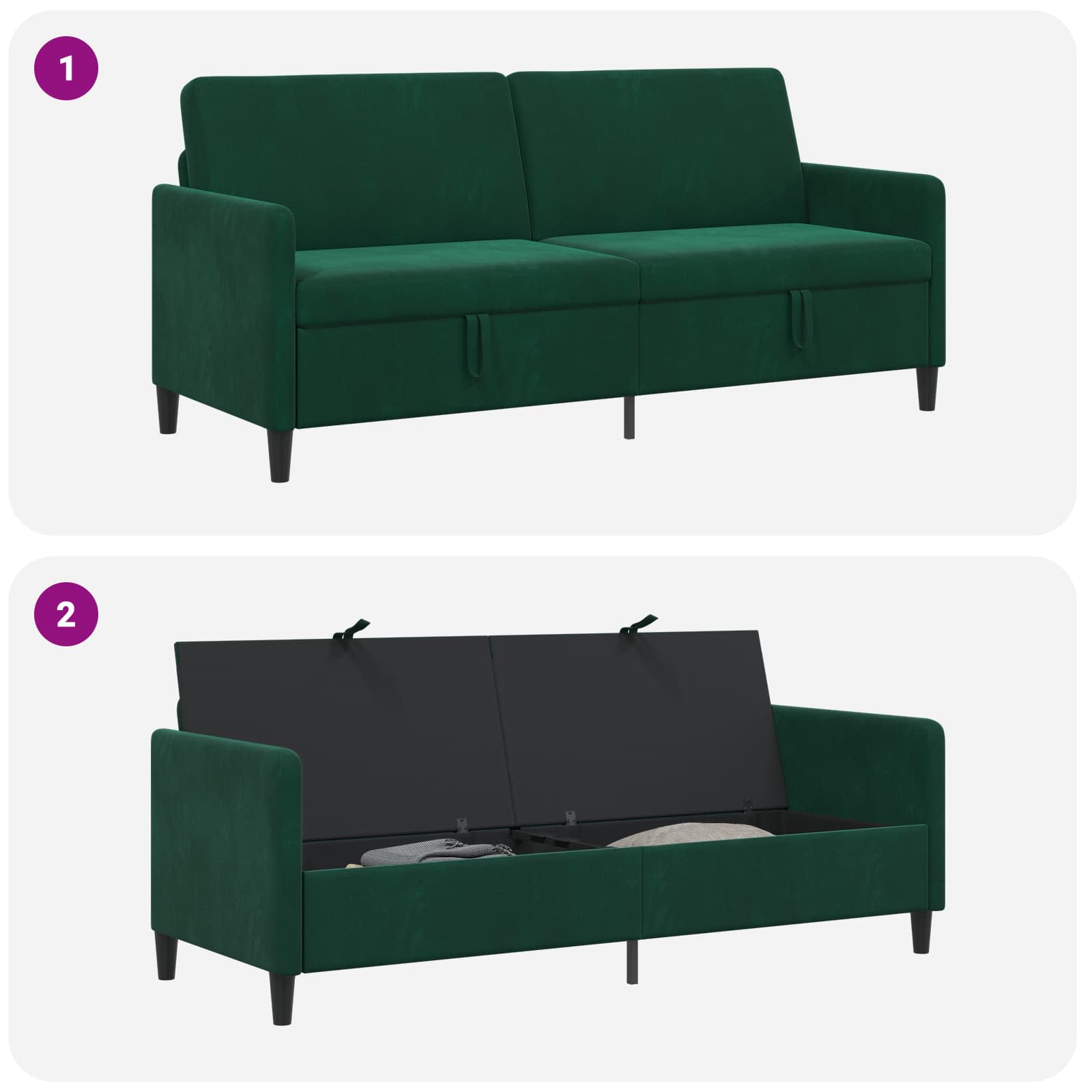 vidaXL Sofa z miejscem do przechowywania Ciemnozielony Poliester