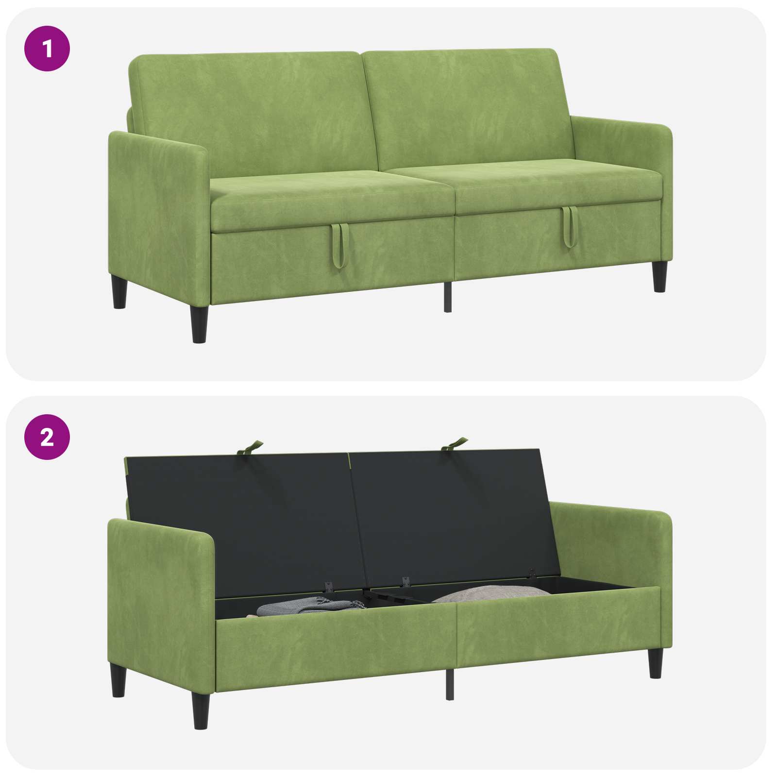 vidaXL Sofa z miejscem do przechowywania Jasnozielony 192 x 78 x 87 cm