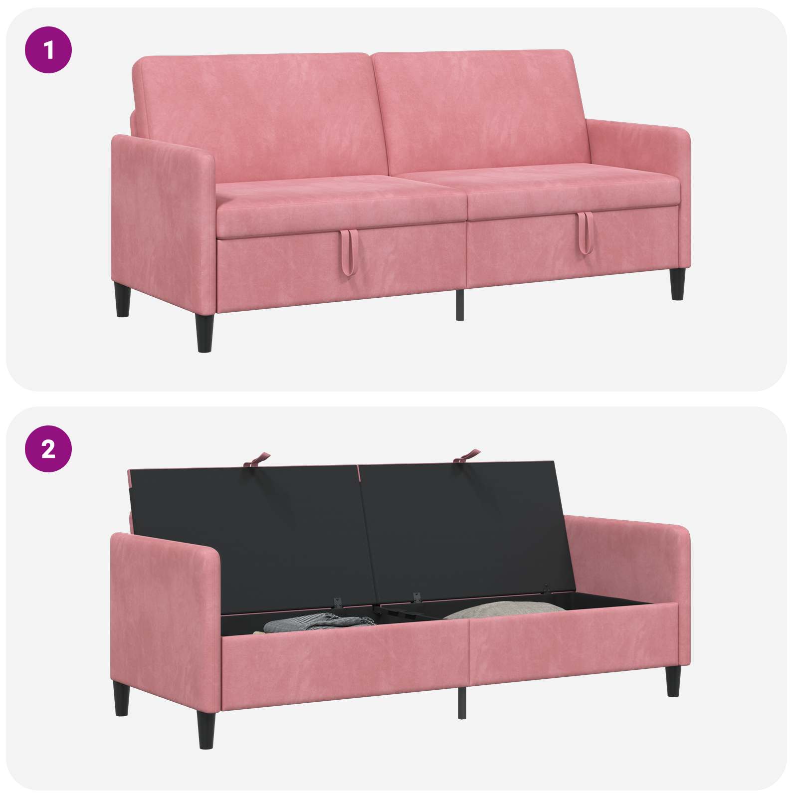 vidaXL Sofa z miejscem do przechowywania różowy 192 x 78 x 87 cm