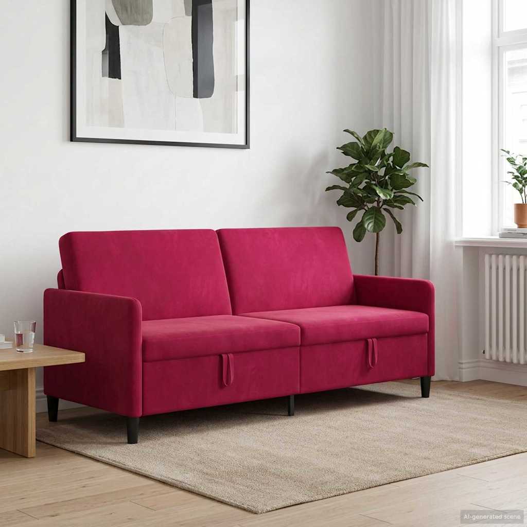 vidaXL Sofa z miejscem do przechowywania Czerwone wino Poliester
