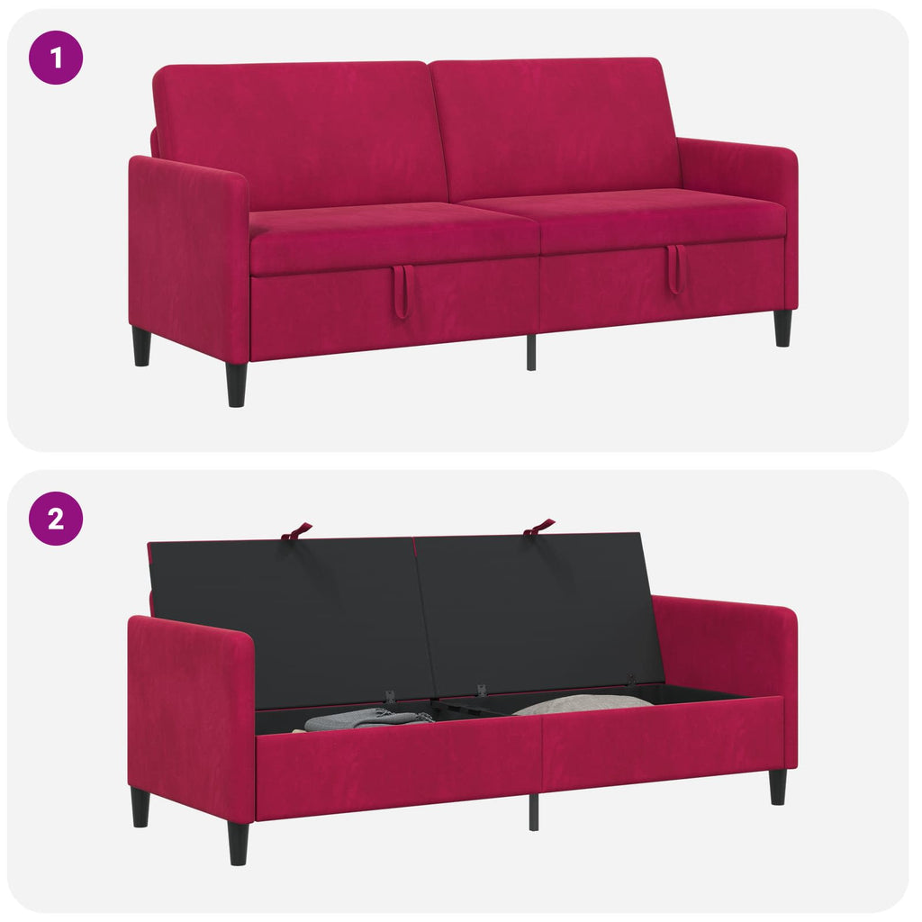 vidaXL Sofa z miejscem do przechowywania Czerwone wino Poliester