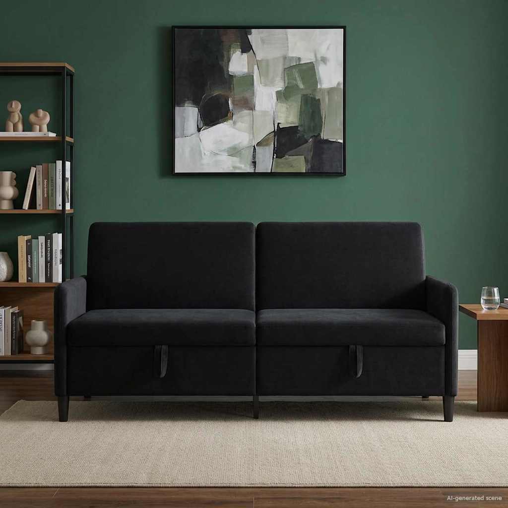 vidaXL Sofa z miejscem do przechowywania Czarny 192 x 78 x 87 cm