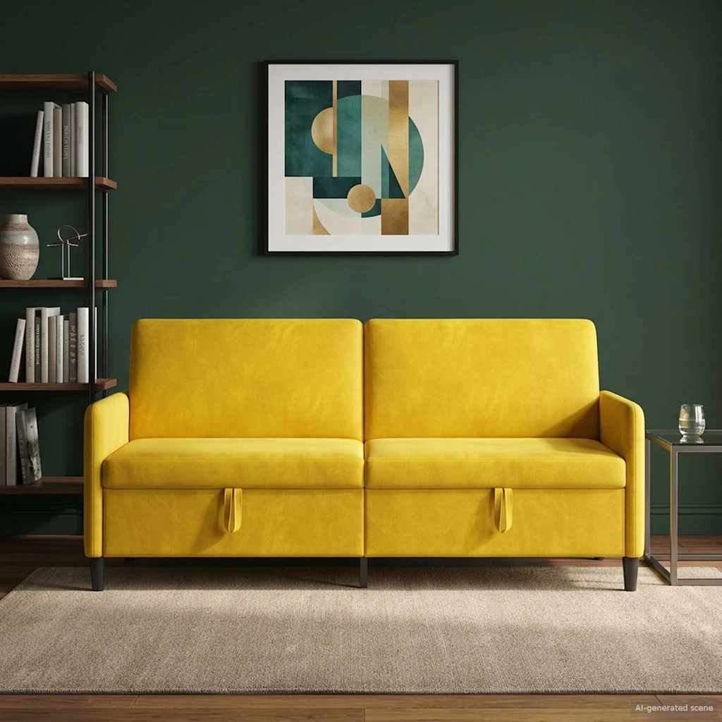 vidaXL Sofa z miejscem do przechowywania żółty 192 x 78 x 87 cm