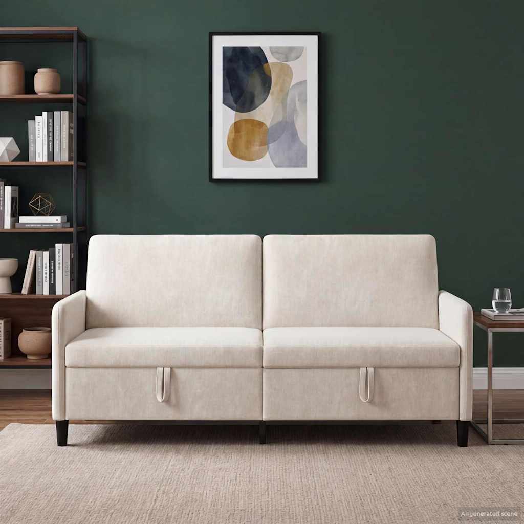 vidaXL Sofa z miejscem do przechowywania kremowy 192 x 78 x 87 cm