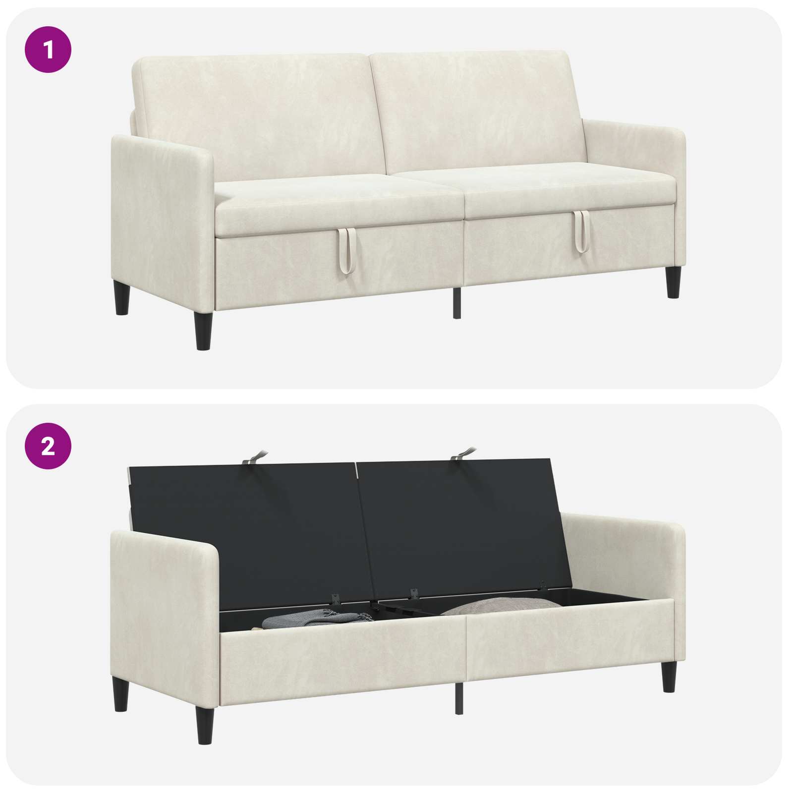 vidaXL Sofa z miejscem do przechowywania kremowy 192 x 78 x 87 cm