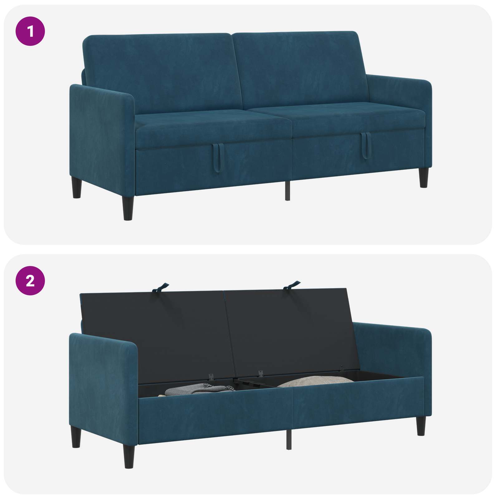 vidaXL Sofa z miejscem do przechowywania niebieski 192 x 78 x 87 cm