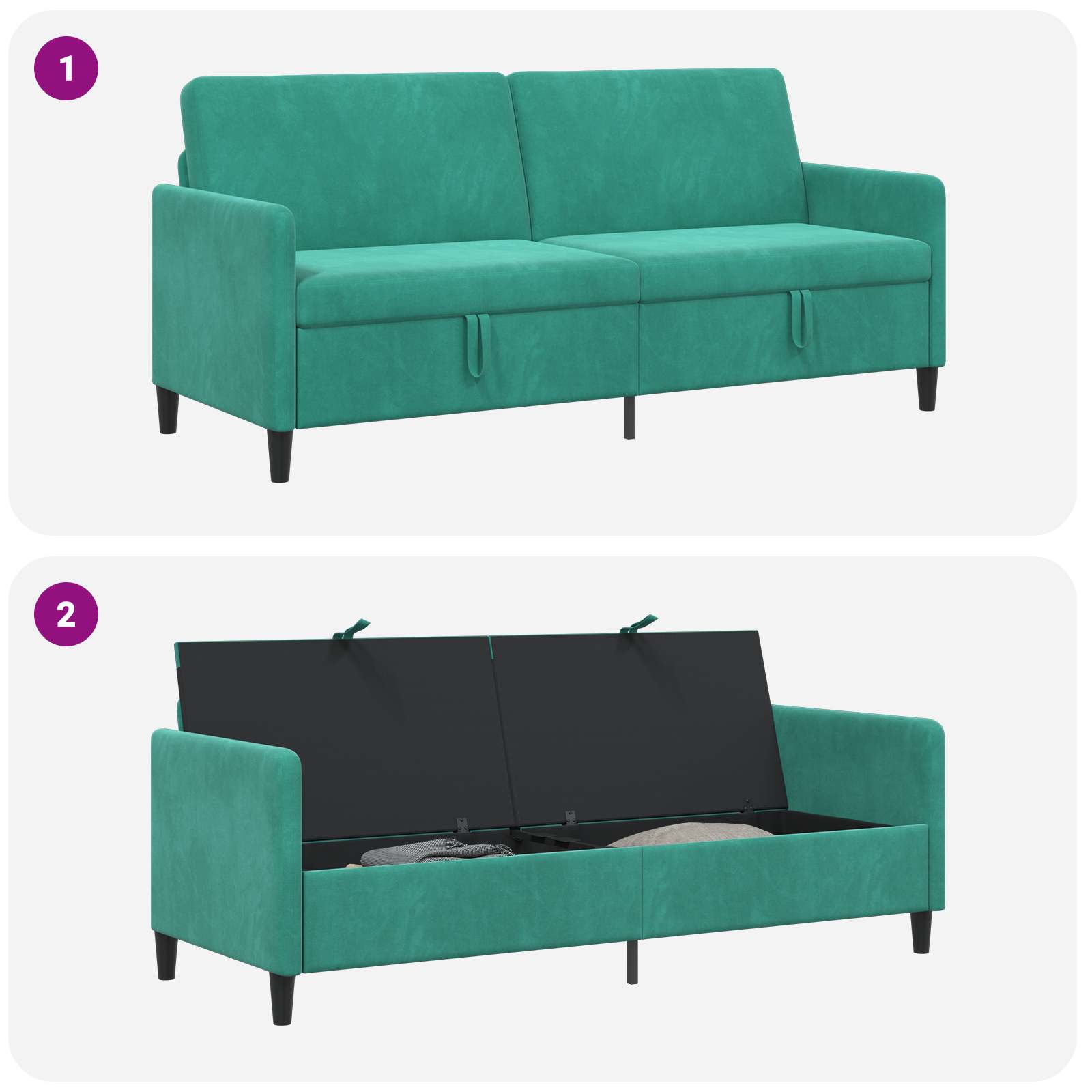vidaXL Sofa z miejscem do przechowywania Turkusowy 192 x 78 x 87 cm