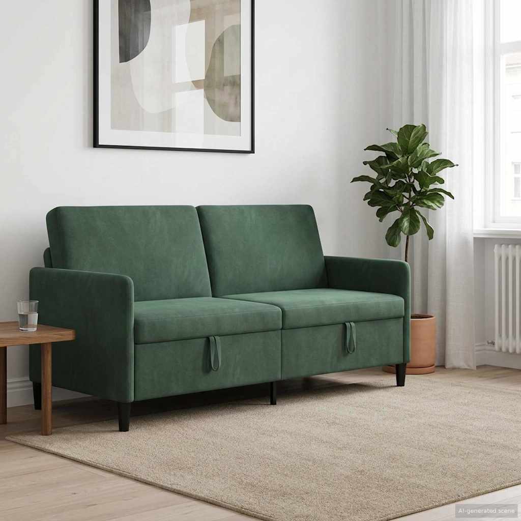 vidaXL Sofa z miejscem do przechowywania Zielony morski Poliester