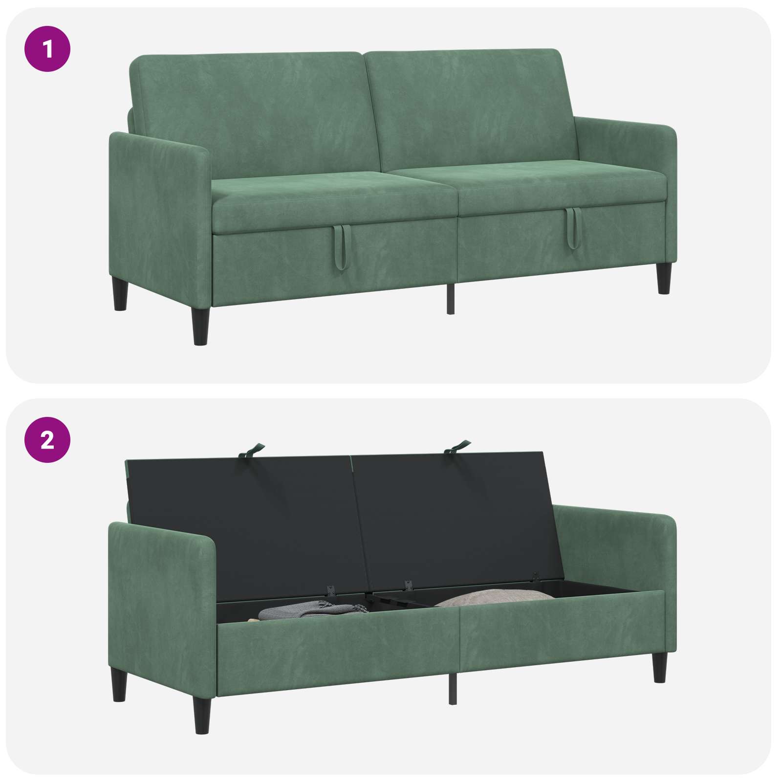 vidaXL Sofa z miejscem do przechowywania Zielony morski Poliester