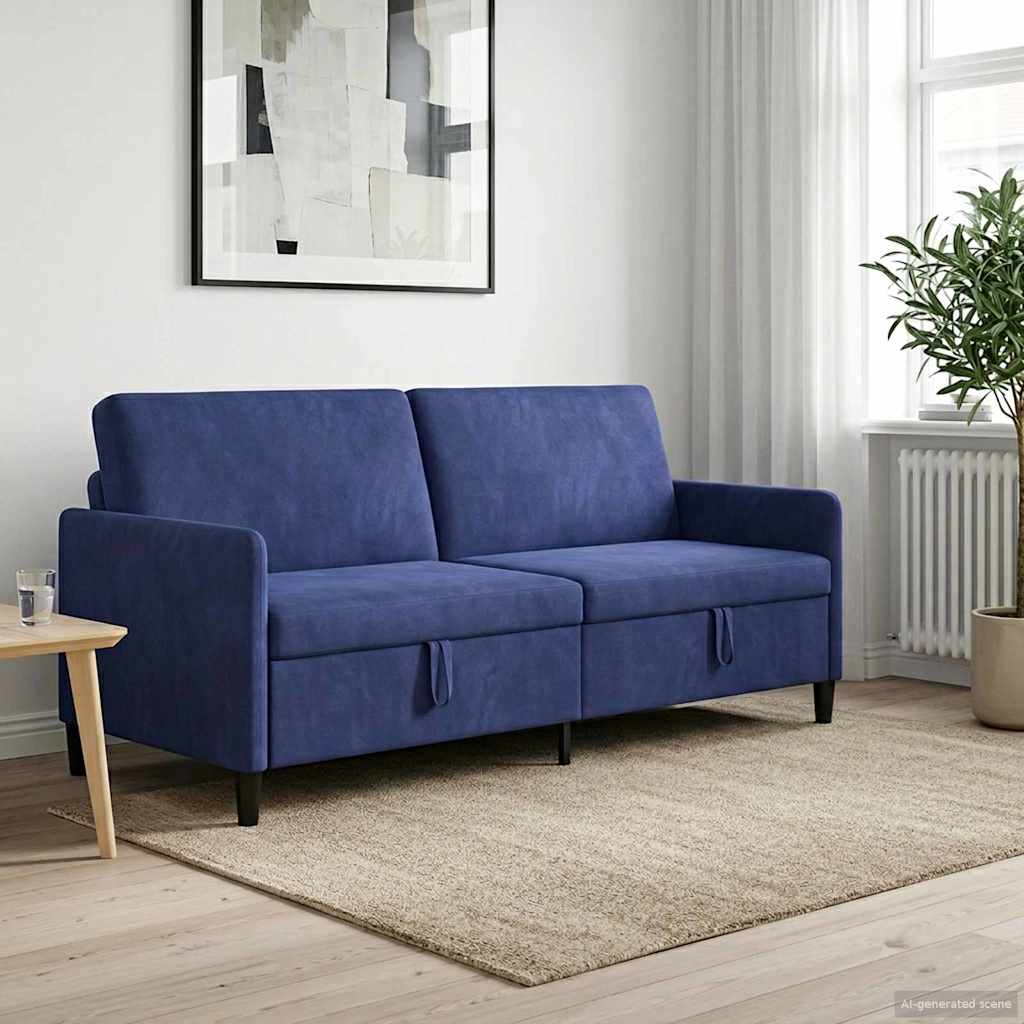 vidaXL Sofa z miejscem do przechowywania Niebieski policyjny Poliester