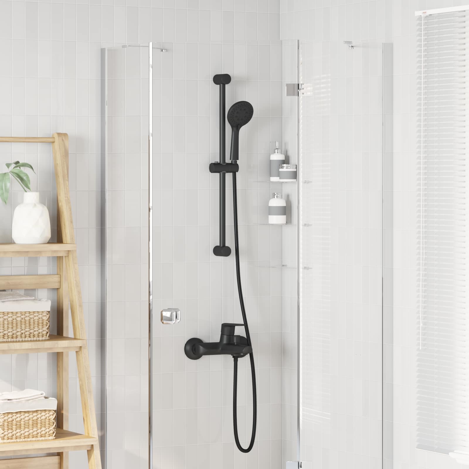 vidaXL Zestaw systemu prysznicowego Czarny 70 cm Stal nierdzewna