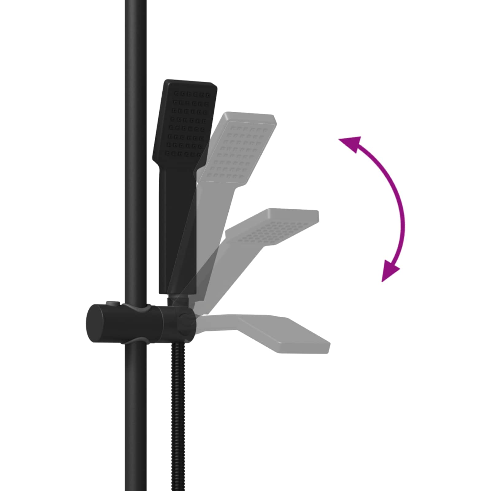 vidaXL Zestaw systemu prysznicowego Czarny 70 cm Stal nierdzewna