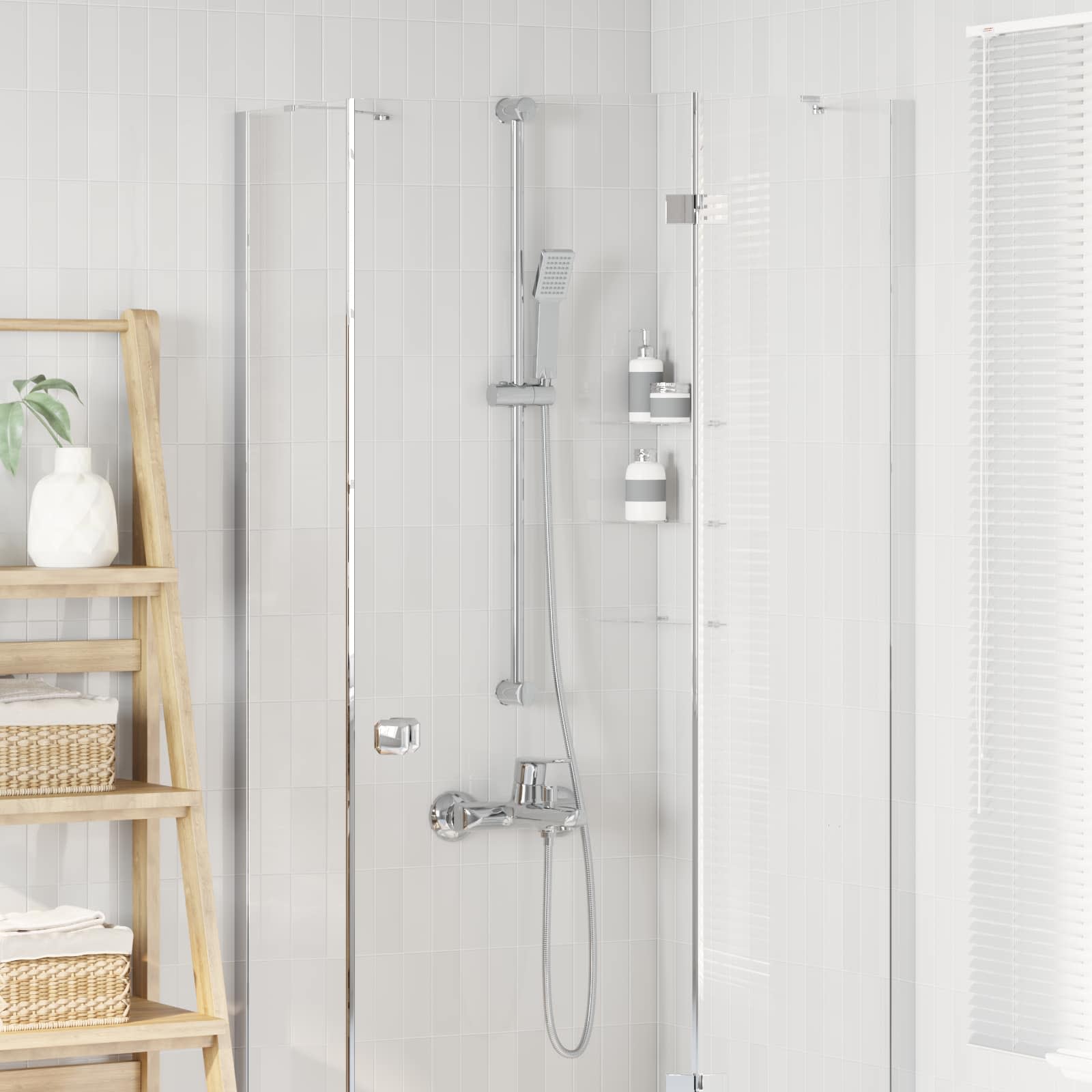 vidaXL Zestaw systemu prysznicowego chromowany 100 cm Stal nierdzewna