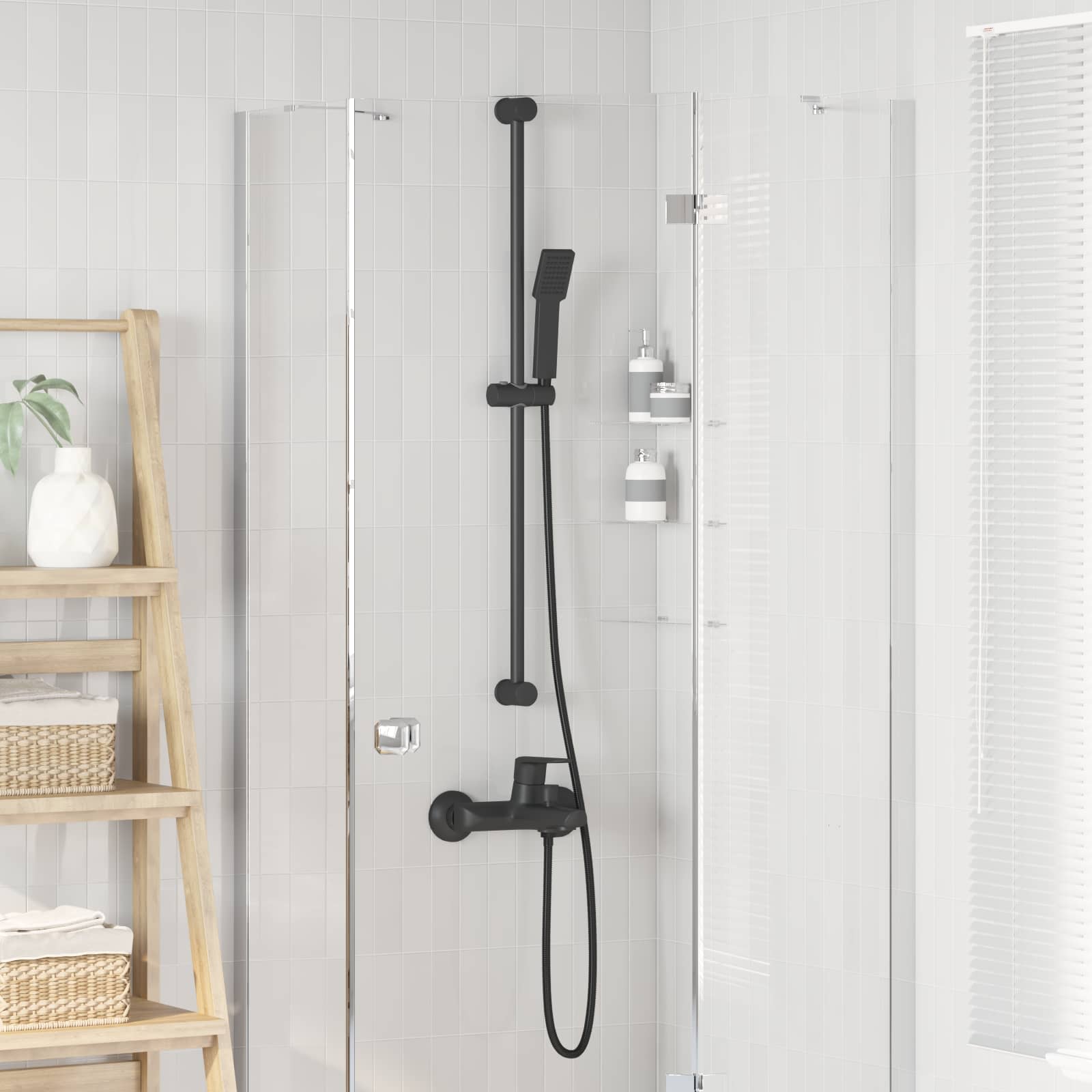 vidaXL Zestaw systemu prysznicowego Czarny 100 cm Stal nierdzewna