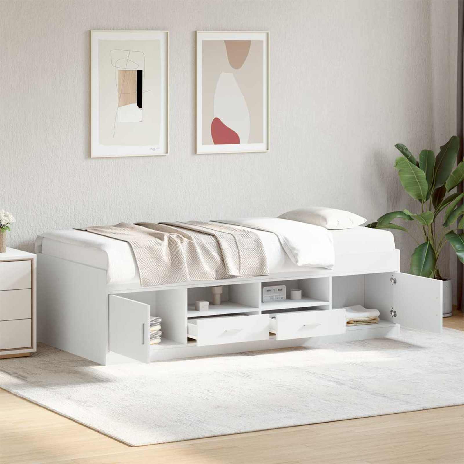 vidaXL Rama łóżka z przechowywaniem z szufladą Biały 80 x 200 cm