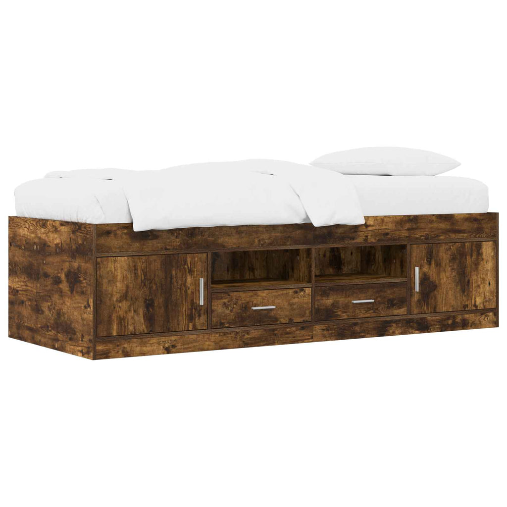 vidaXL Rama łóżka z przechowywaniem z szufladą Dąb wędzony 80 x 200 cm