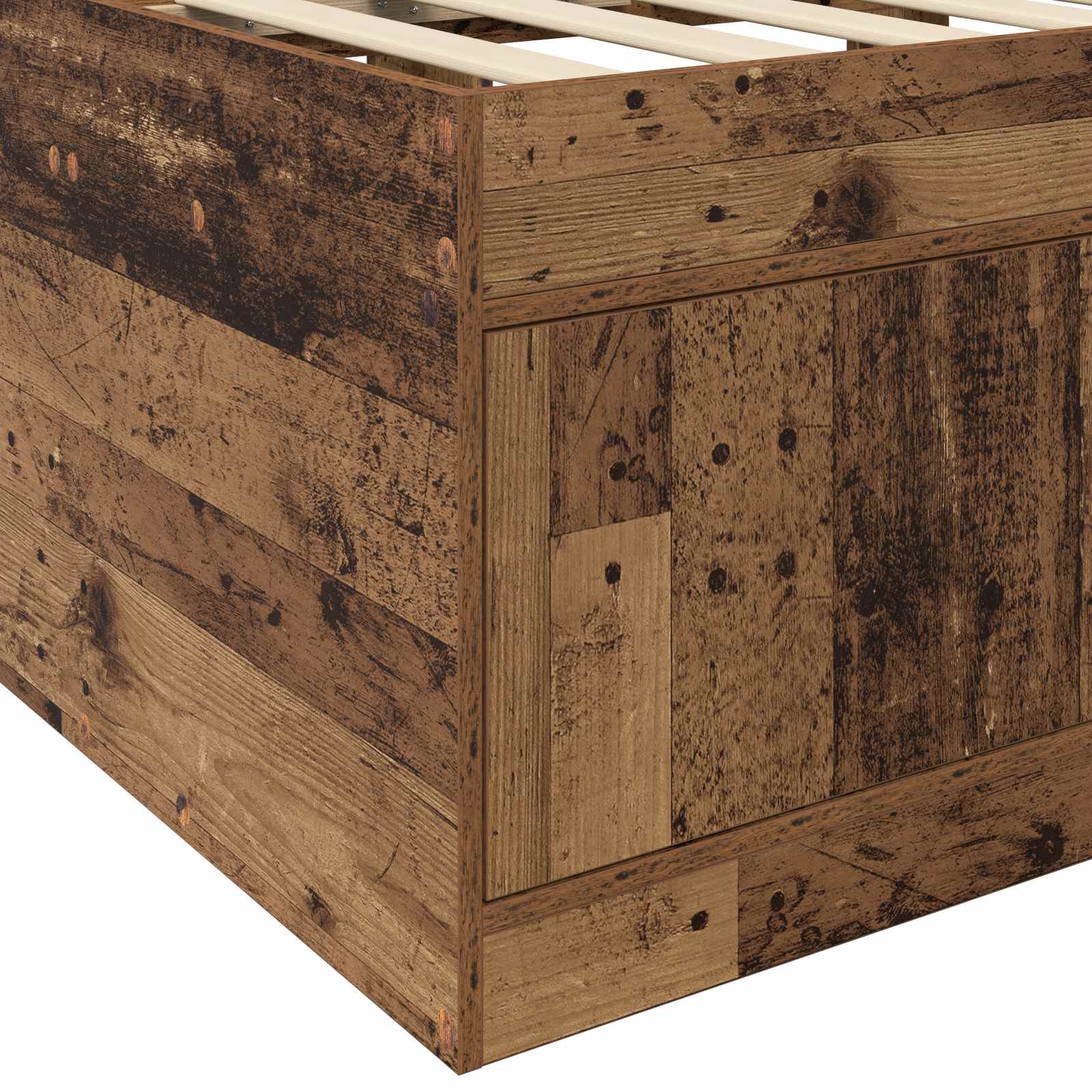 vidaXL Rama łóżka z przechowywaniem z półką Stare drewno 80 x 200 cm
