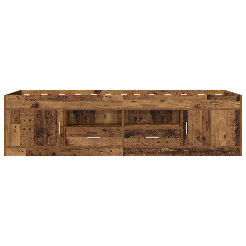 vidaXL Rama łóżka z przechowywaniem z półką Stare drewno 80 x 200 cm