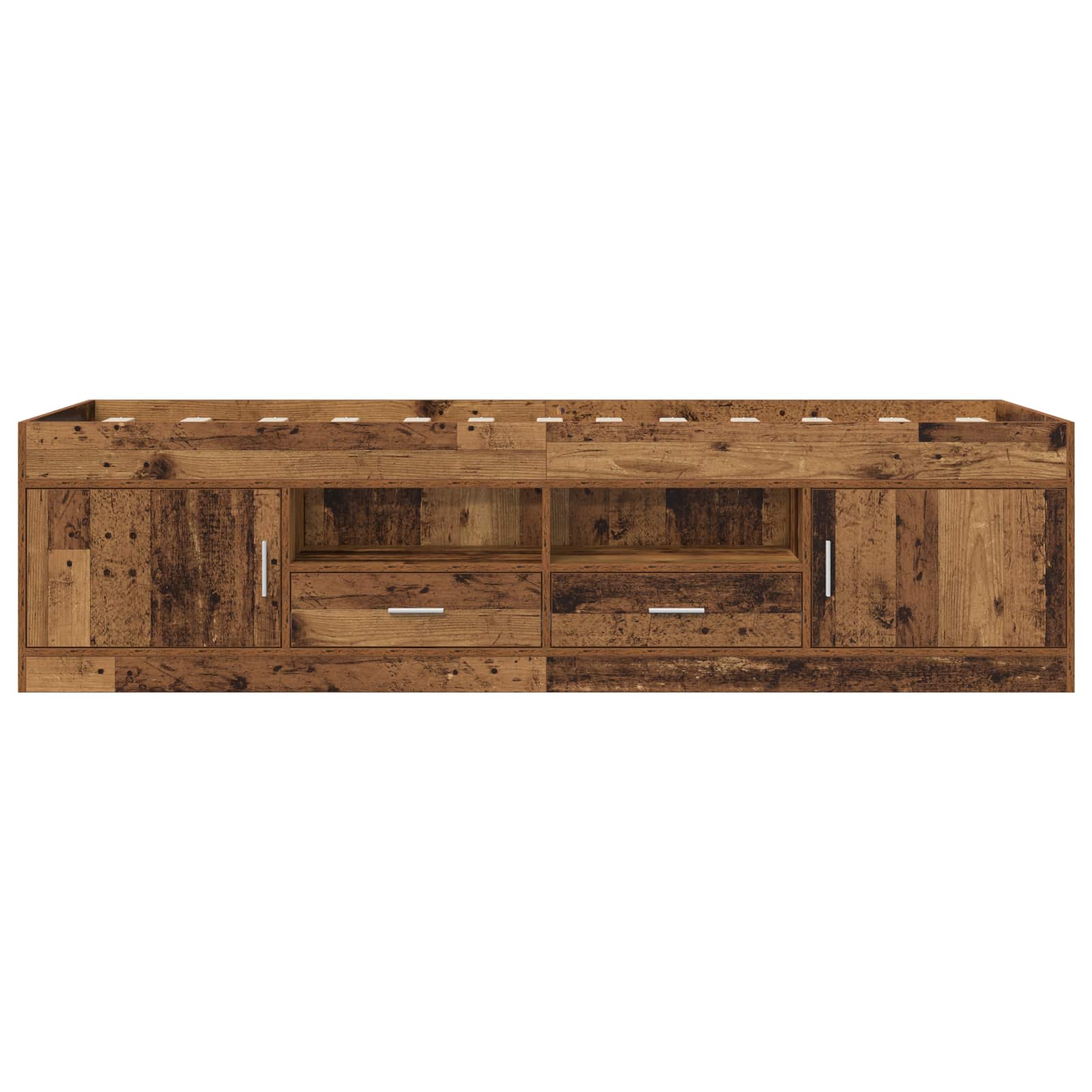 vidaXL Rama łóżka z przechowywaniem z półką Stare drewno 80 x 200 cm