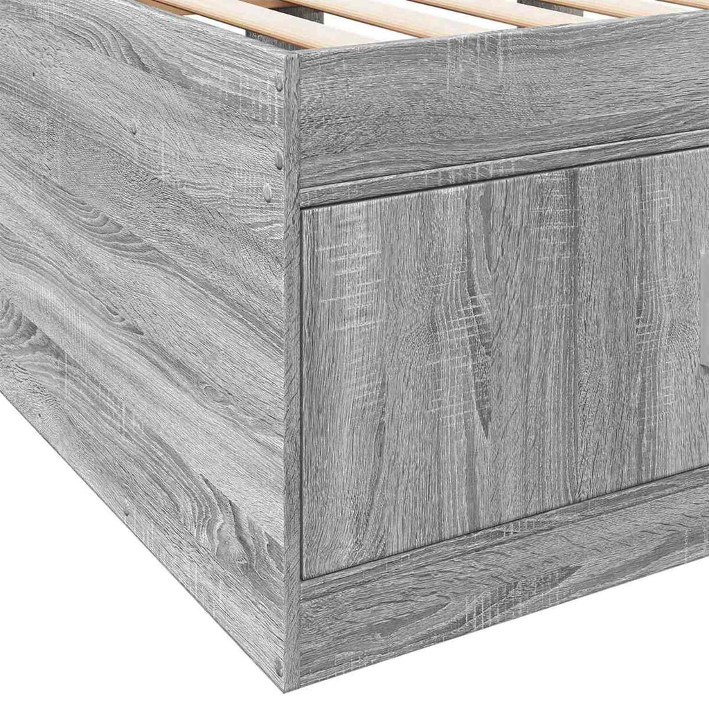 vidaXL Rama łóżka z przechowywaniem z półką Szary Sonoma 80 x 200 cm