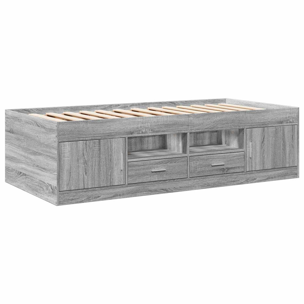 vidaXL Rama łóżka z przechowywaniem z półką Szary Sonoma 80 x 200 cm