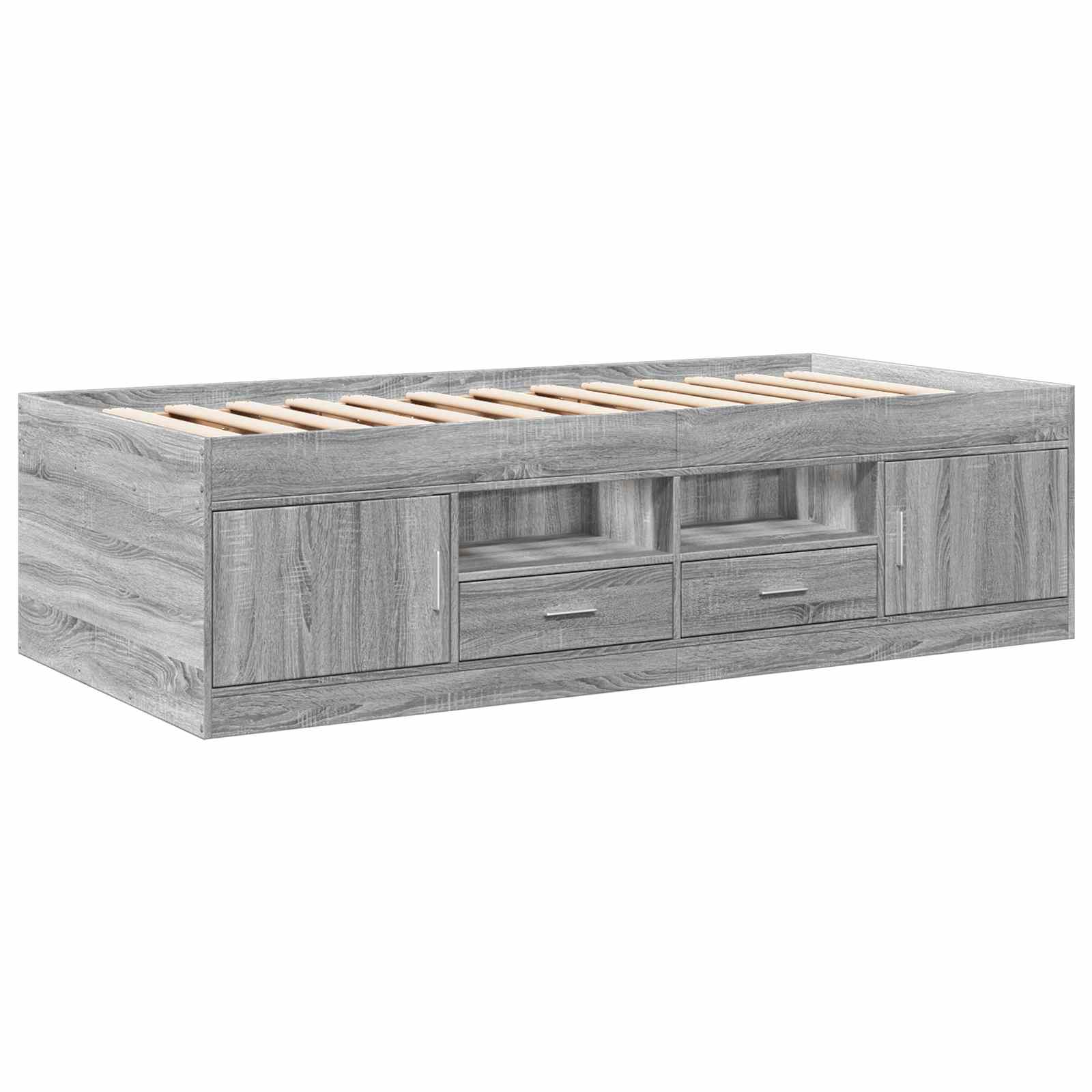 vidaXL Rama łóżka z przechowywaniem z półką Szary Sonoma 80 x 200 cm