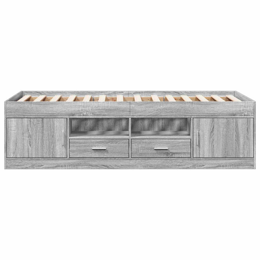 vidaXL Rama łóżka z przechowywaniem z półką Szary Sonoma 80 x 200 cm